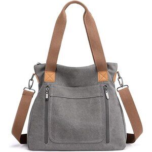 Women's Canvas Tote Bag Work Shoulder Crossbody Bags Vintage Multi-pocket Handba